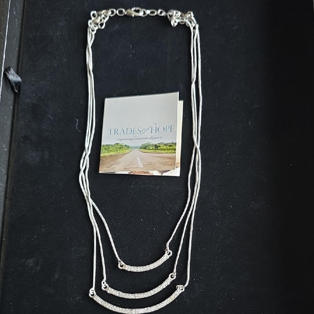 Trades Of Hope Silver Triple Strand Necklace